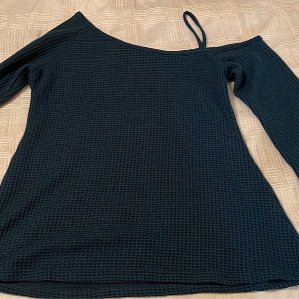 Waffle knit off shoulder tops